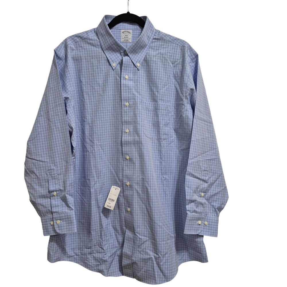 Brooks Brothers Regent Fit Non Iron Gingham Check Dress Shirt Mens 17 2 3